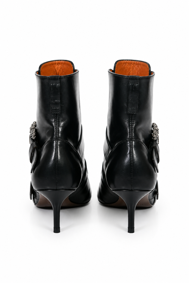 Etro Crystal Buckle Multi-Strap Leather Ankle Boots