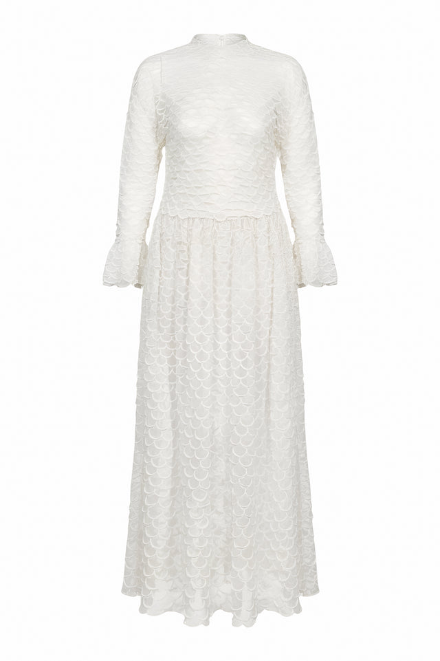 Valentino Ivory Scalloped Lace Maxi Dress