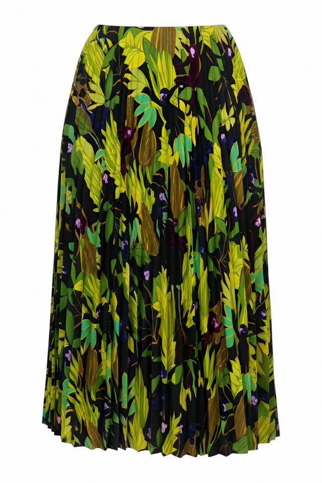 Valentino Jungle Print Pleated Midi Skirt