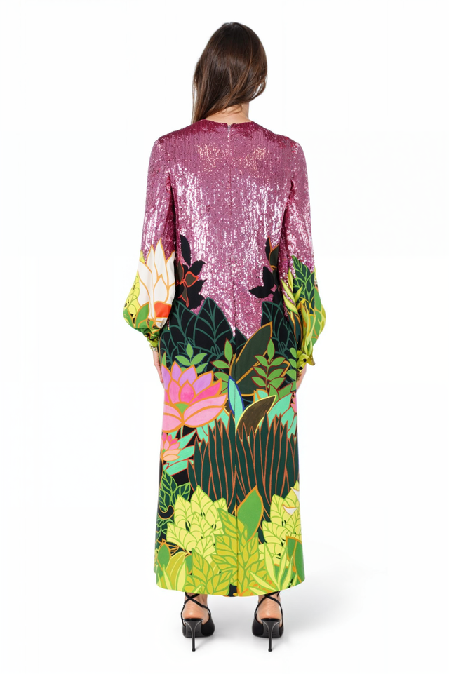 Valentino Sequin Jungle Print Maxi Dress