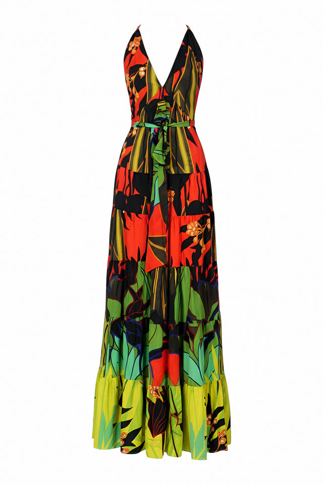 Valentino Tropical Print Maxi Dress in Multicolor