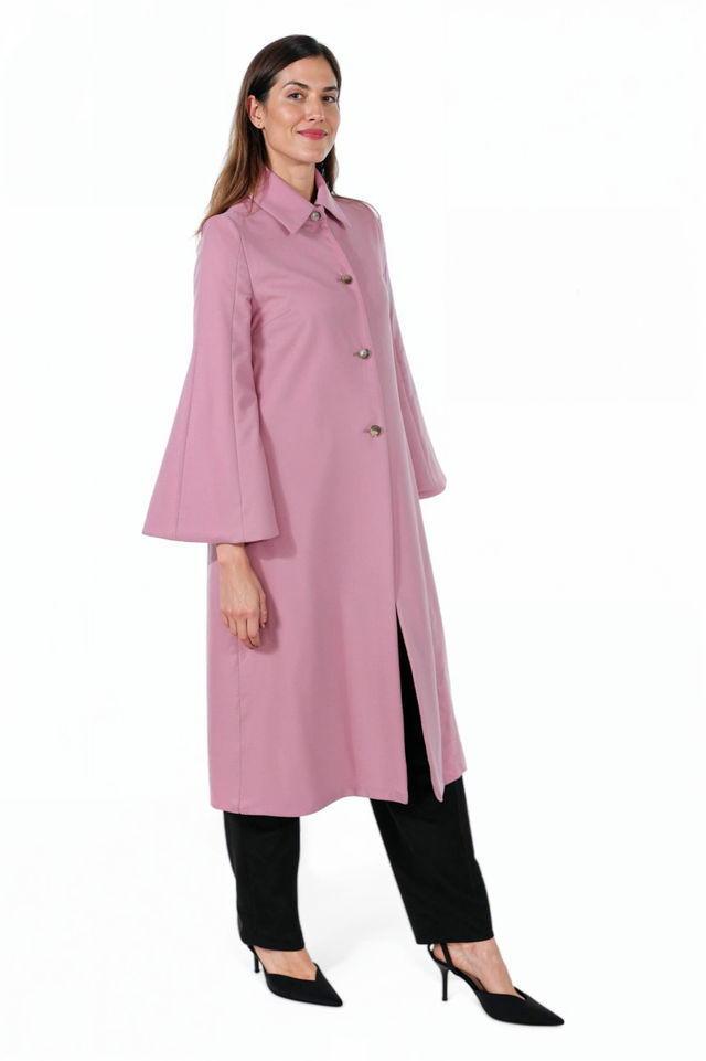 Valentino Pink Cape Sleeve Long Coat