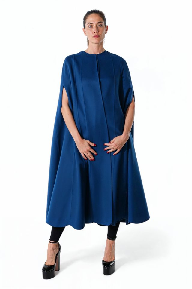 Valentino Structured Wool Cape in Royal Blue