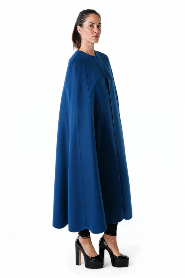 Valentino Structured Wool Cape in Royal Blue