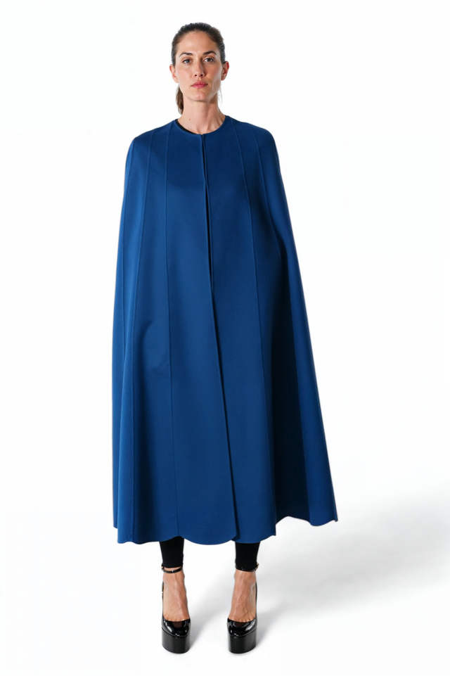 Valentino Structured Wool Cape in Royal Blue