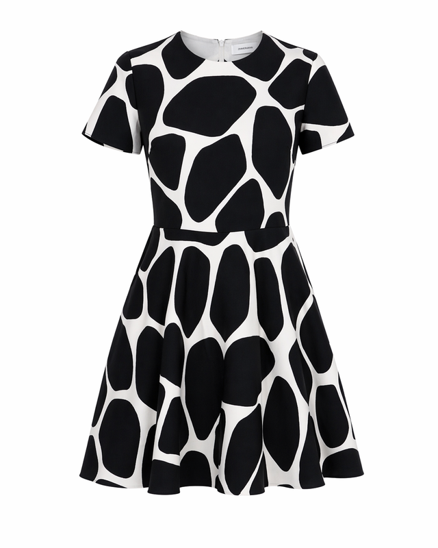 Valentino Printed Mini Dress with Black & White Abstract Motif