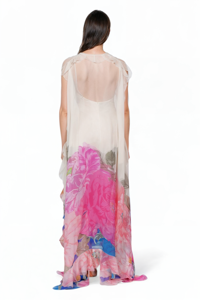 Valentino Flowing Floral Print Gown - Pastel Bloom