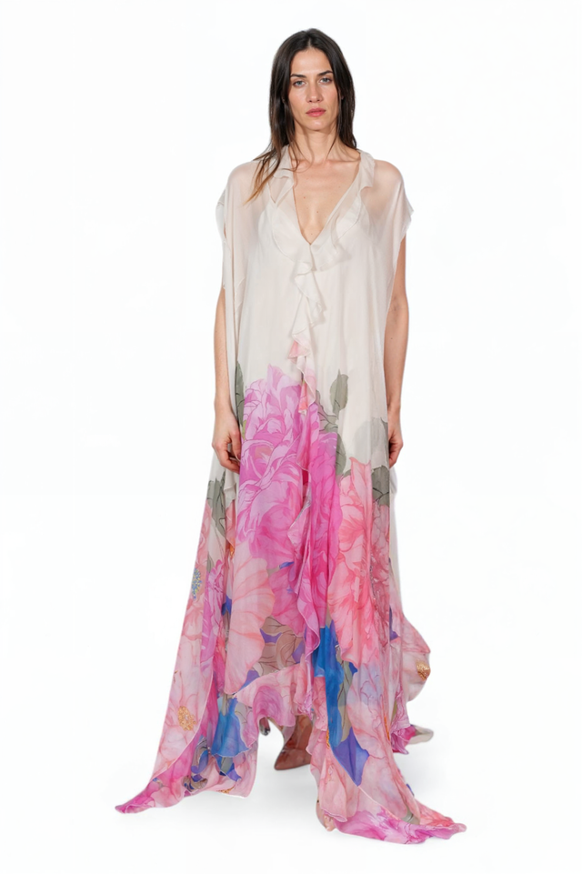 Valentino Flowing Floral Print Gown - Pastel Bloom