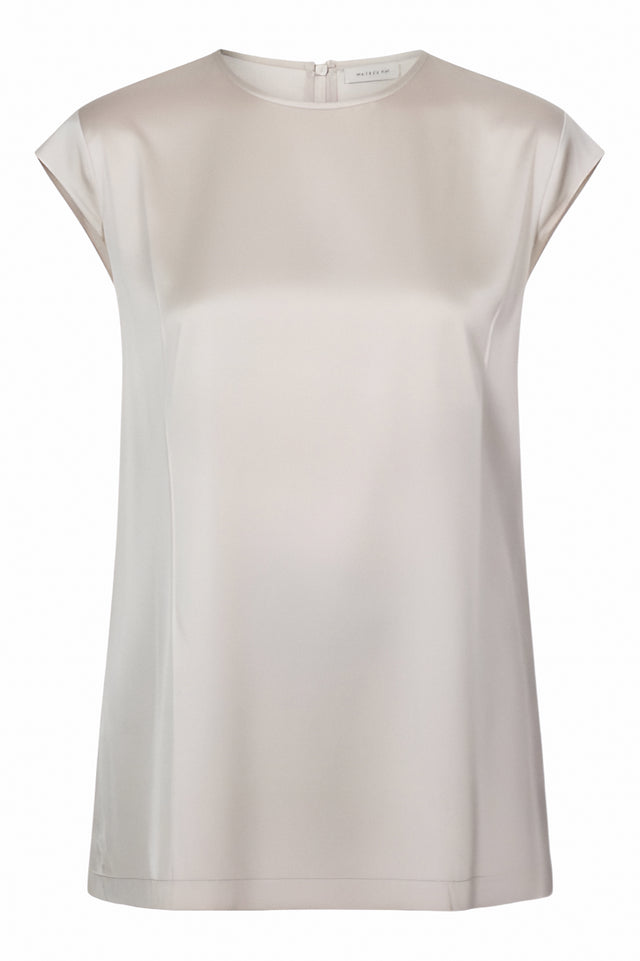 Fabiana Filippi Ivory Silk Satin Cap Sleeve Top
