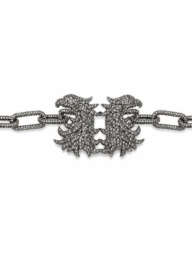 Valentino Garavani Crystal Crest Pavé Chain Belt Silver