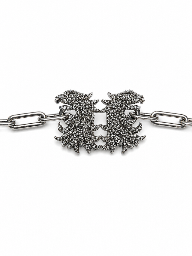 Valentino Garavani Crystal Crest Chain Belt Silver