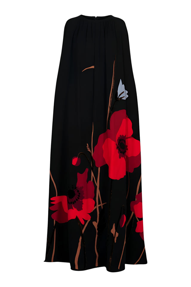 Valentino Black Floral Maxi Dress
