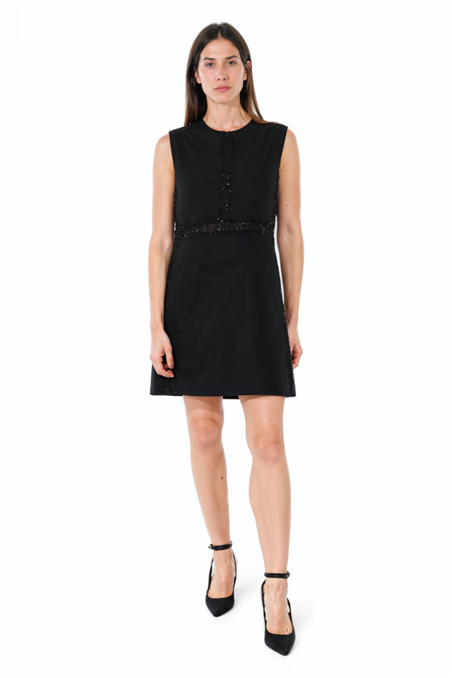 Valentino Black Sleeveless Mini Dress with Embellished Detail