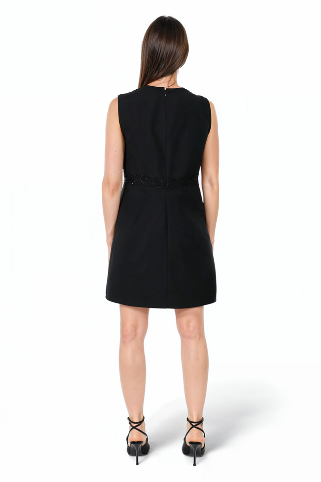 Valentino Black Sleeveless Mini Dress with Embellished Detail