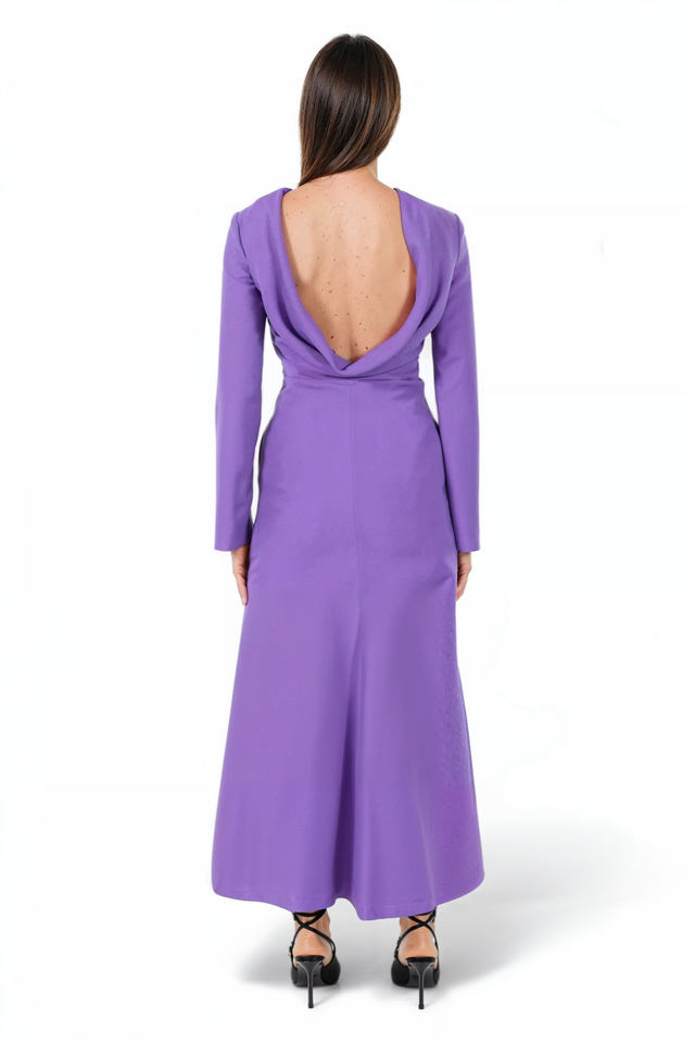 Valentino Long Sleeve Lilac Maxi Dress