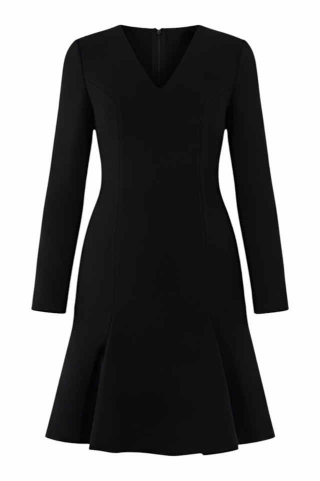 Valentino Long Sleeve V-Neck Flared Dress