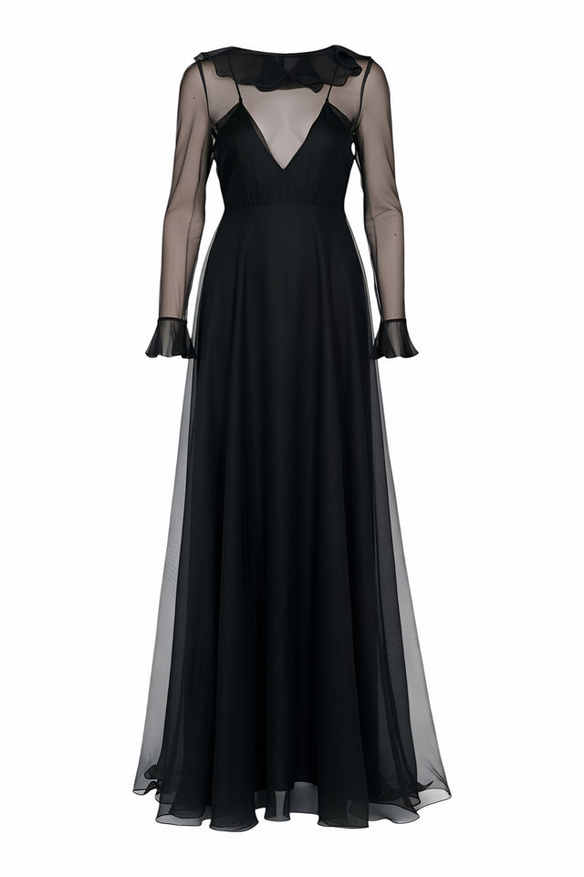 Valentino Sheer Black Organza Gown