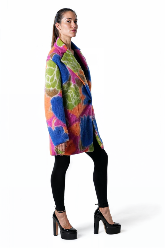 Valentino Multicolor Oversized Wool Coat