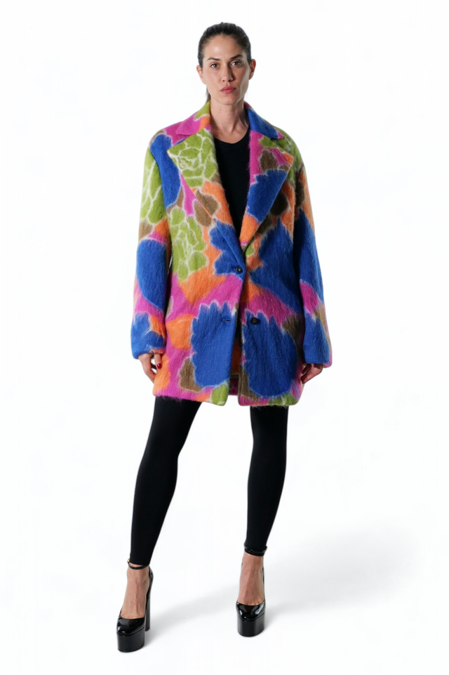 Valentino Multicolor Oversized Wool Coat