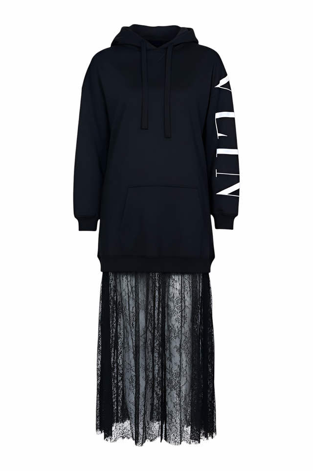 Valentino VLTN Oversized Hoodie with Lace Skirt Detail