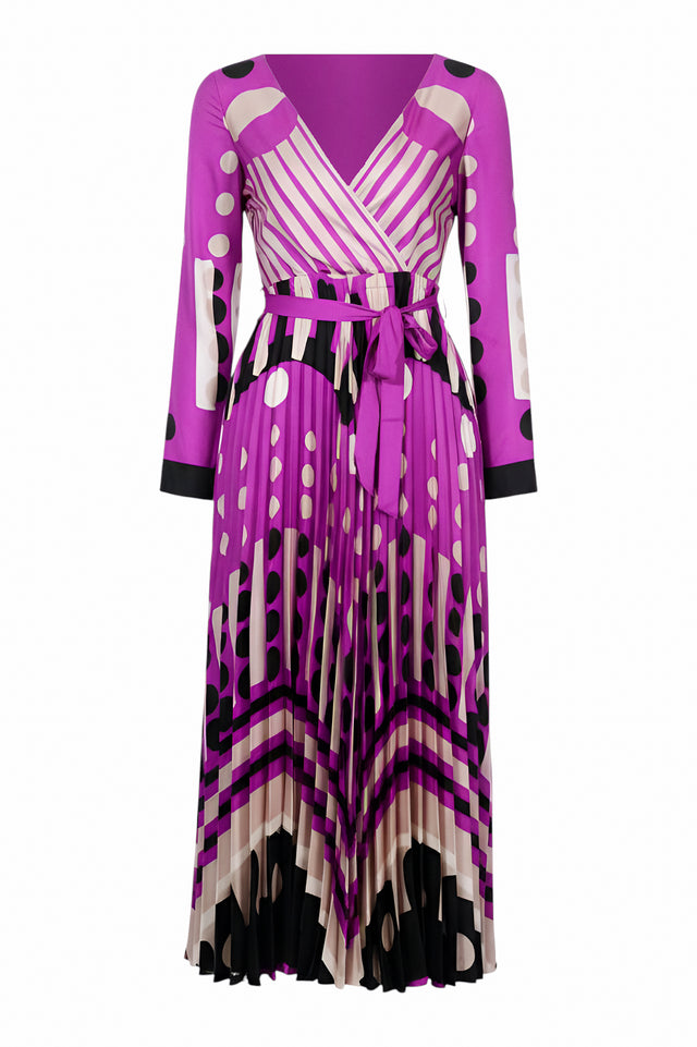 Valentino Purple Geometric Wrap Dress