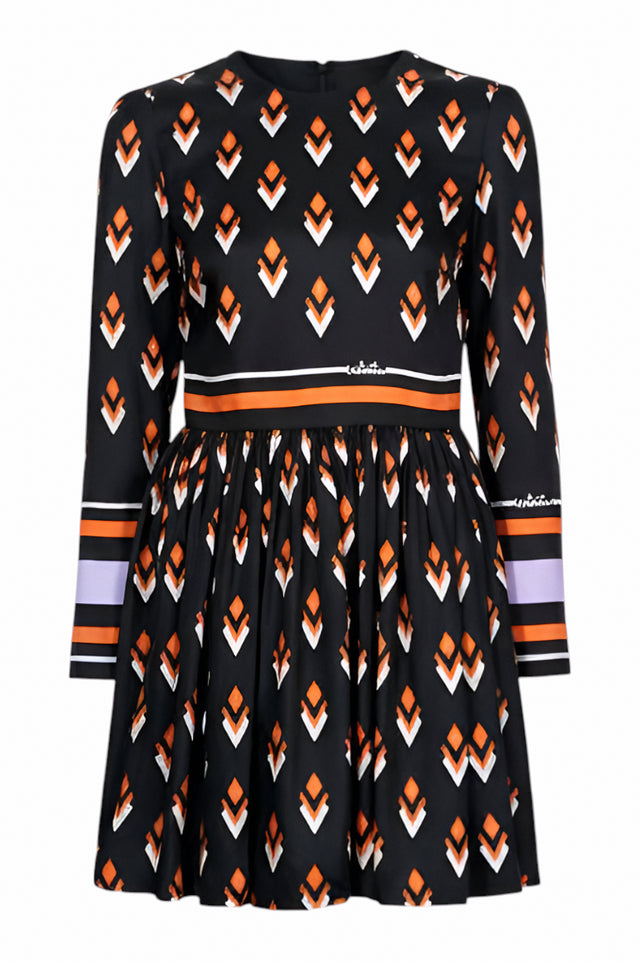Valentino Graphic Print Long Sleeve Mini Dress