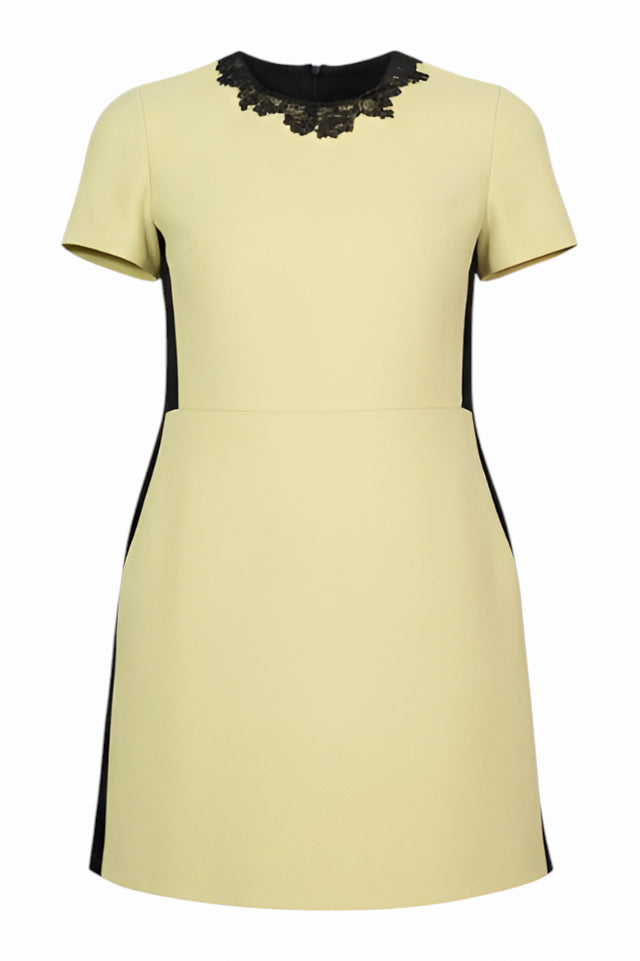 Valentino Crepe Dress with Black Lace Insets