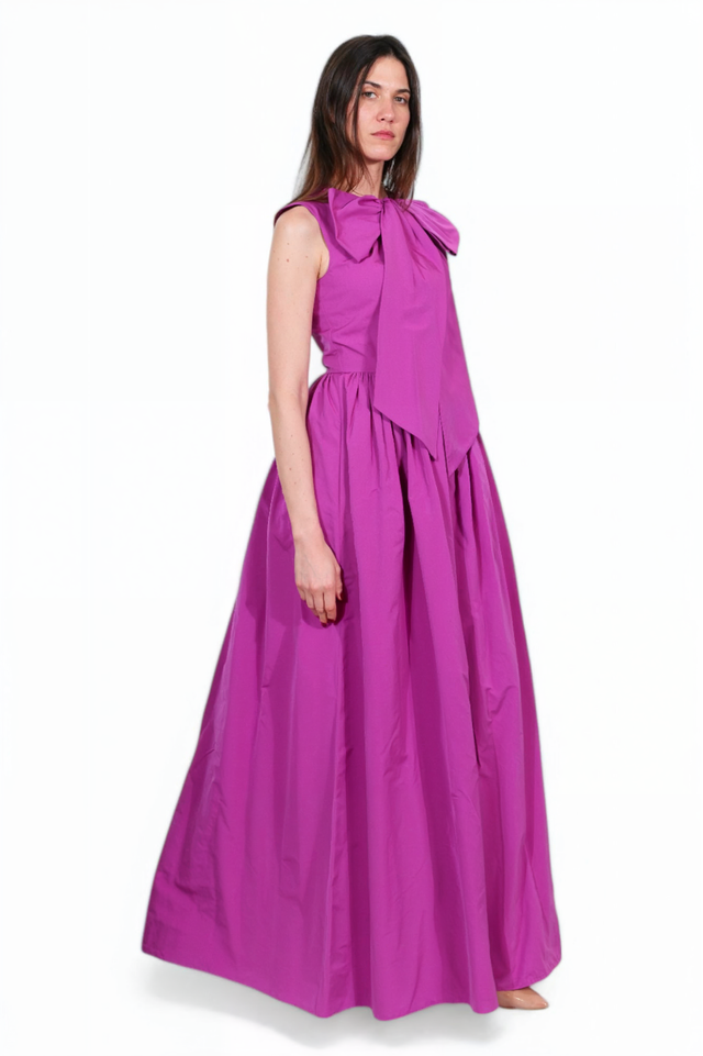 Valentino Fuchsia Bow-Front Maxi Dress