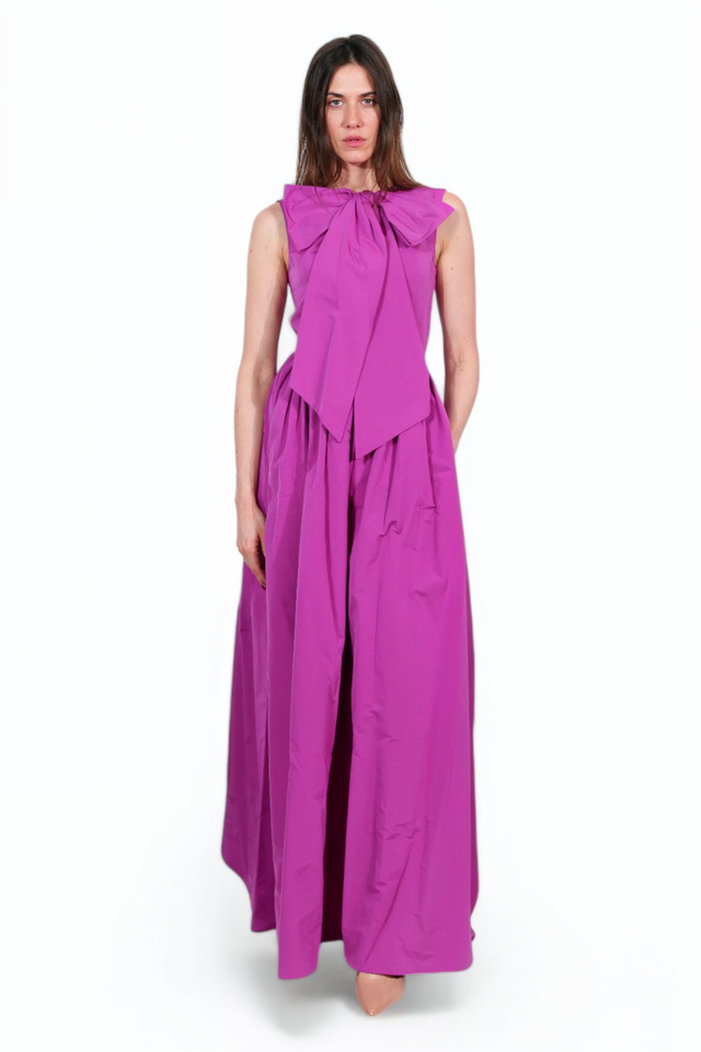 Valentino Fuchsia Bow-Front Maxi Dress