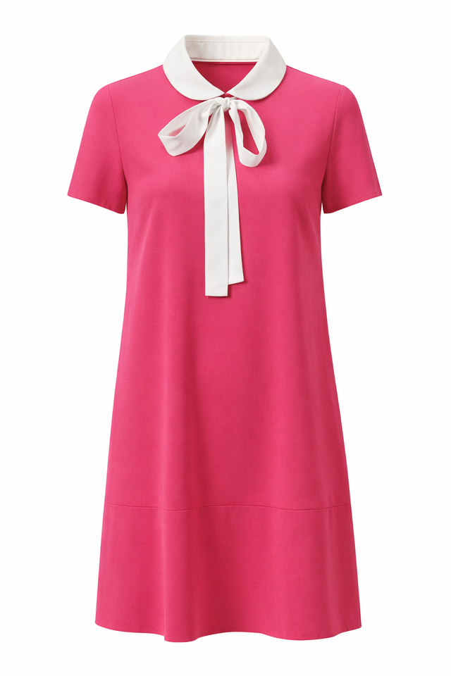 Red Valentino Contrast Collar Bow Mini Dress in Pink