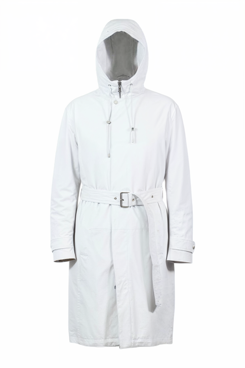 Valentino Men’s White Belted Hooded Coat