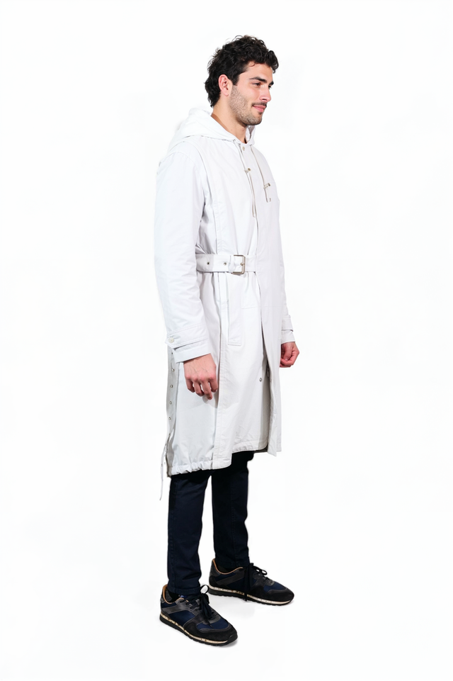 Valentino Men’s White Belted Hooded Coat
