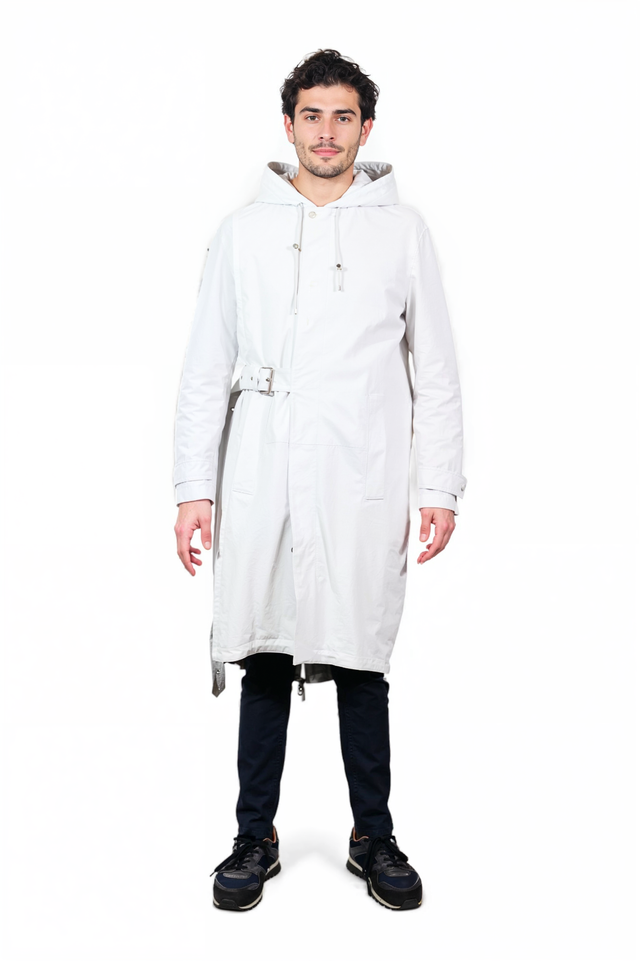 Valentino Men’s White Belted Hooded Coat