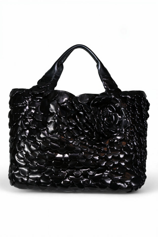 Valentino Garavani 3D Rose Petal Leather Tote Bag with Shoulder Strap