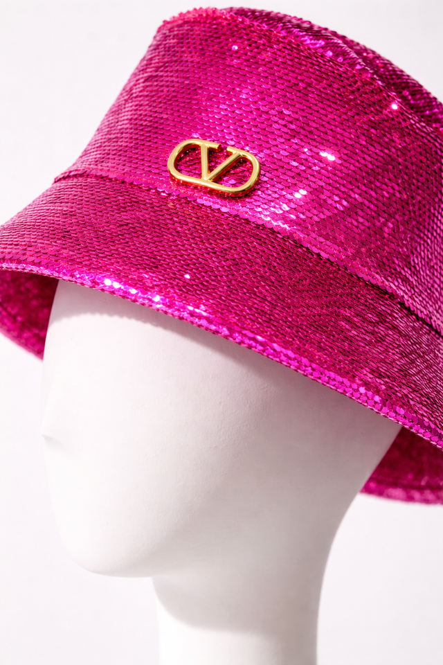 Valentino Garavani Pink Sequin Bucket Hat