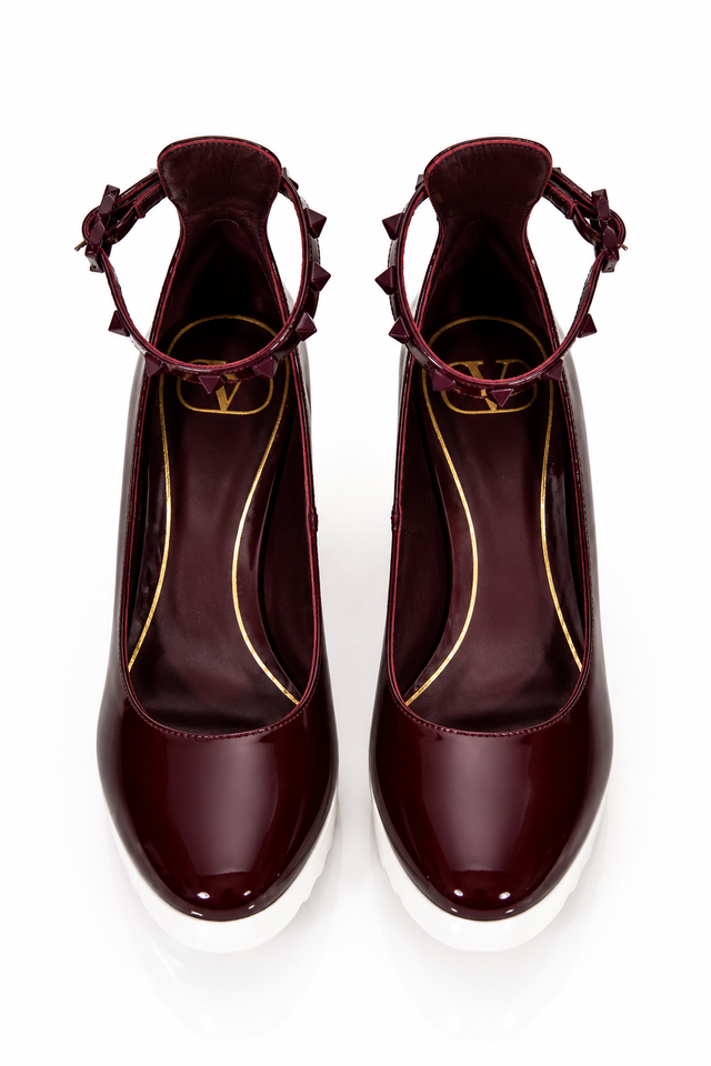 Valentino Garavani Rockstud Patent Wedge Pumps