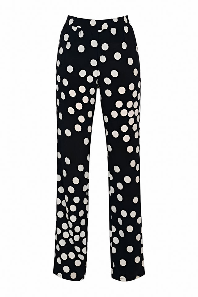 Valentino Black & White Polka Dot Silk Trousers