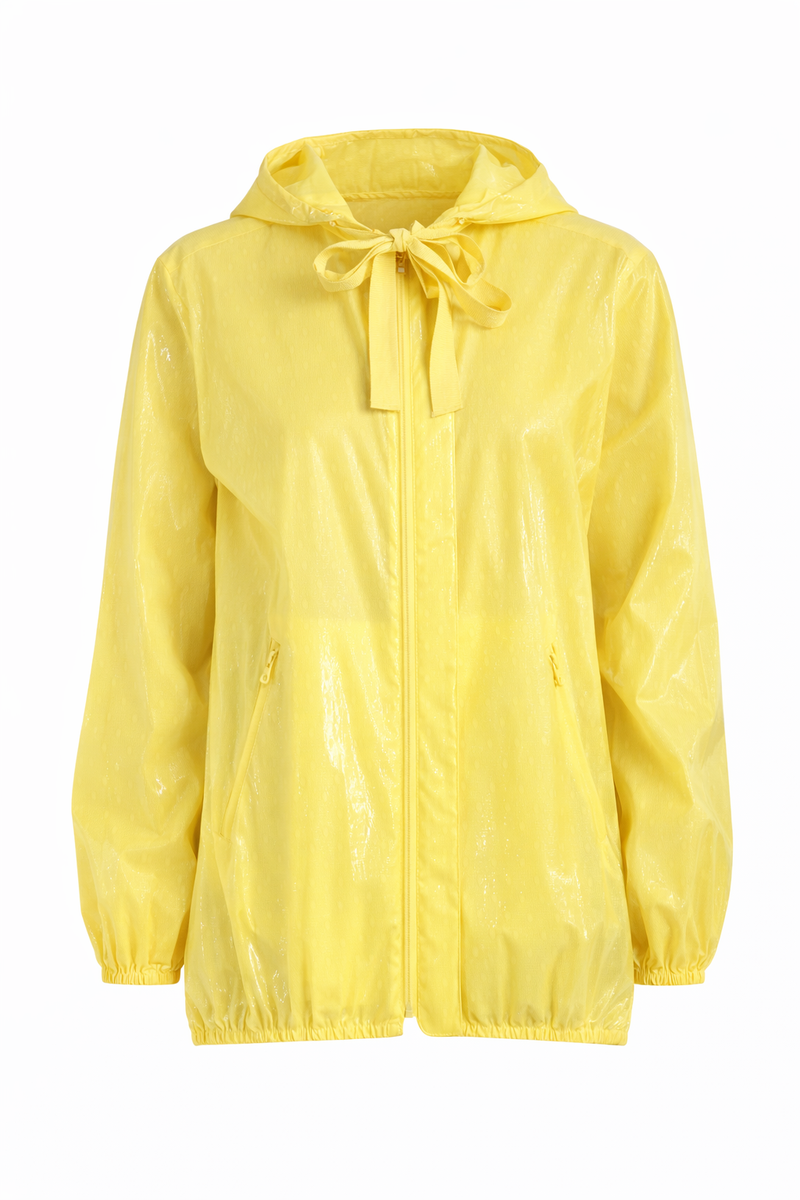 Red Valentino Pleated Back Hooded Rain Jacket in Yellow