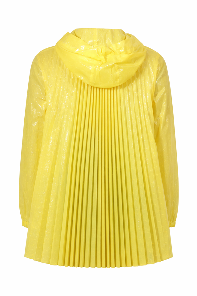 Red Valentino Pleated Back Hooded Rain Jacket in Yellow