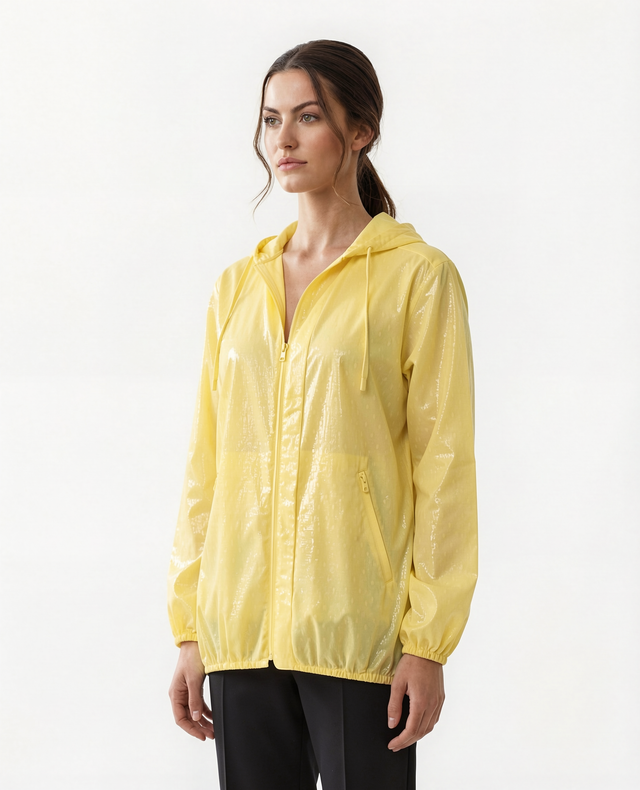 Red Valentino Pleated Back Hooded Rain Jacket in Yellow