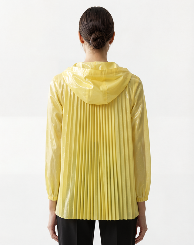 Red Valentino Pleated Back Hooded Rain Jacket in Yellow