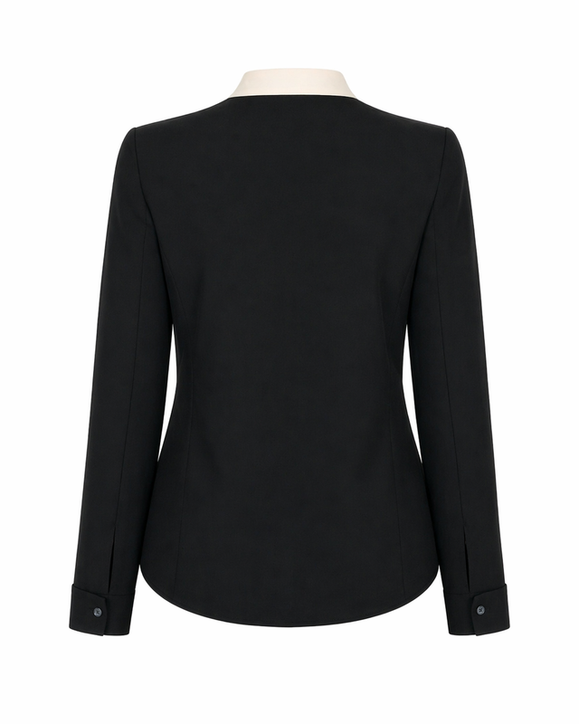 Red Valentino Contrast Bow Neck Blouse in Black & Ivory