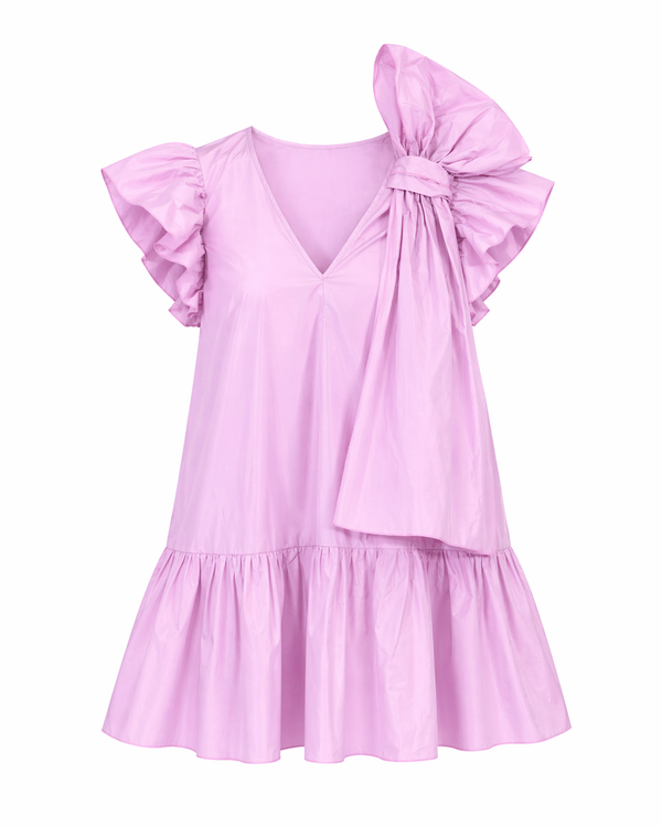 Red Valentino bow detail ruffle mini dress in pink
