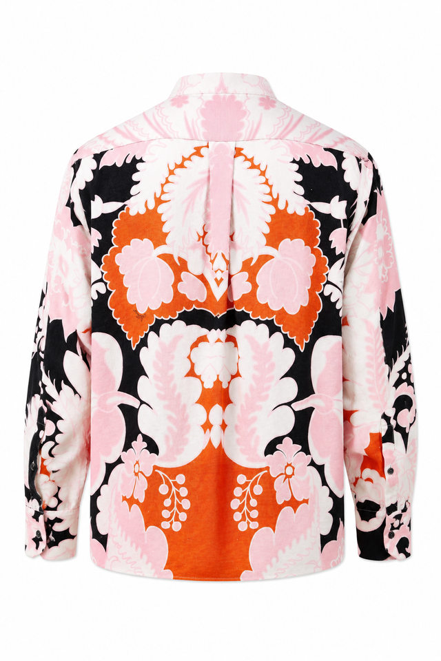 Valentino Baroque Print Mandarin Collar Shirt