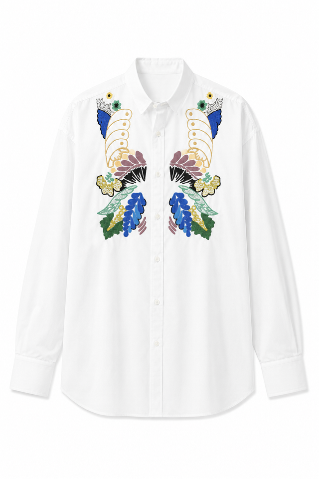 Valentino Embroidered Botanical Poplin Shirt