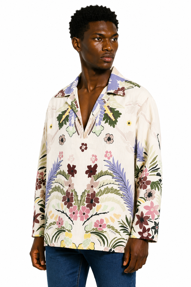 Valentino Tropical Floral Oversized Tunic Shirt
