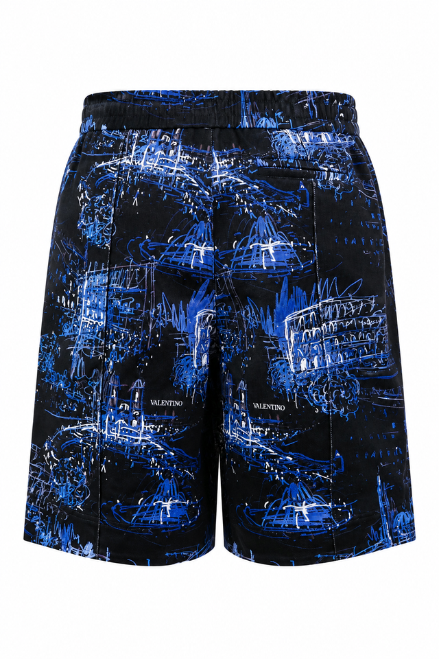Valentino Graphic Cityscape Print Shorts