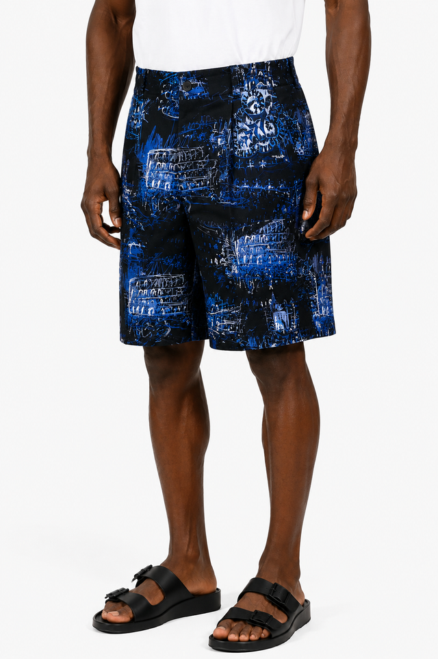 Valentino Graphic Cityscape Print Shorts