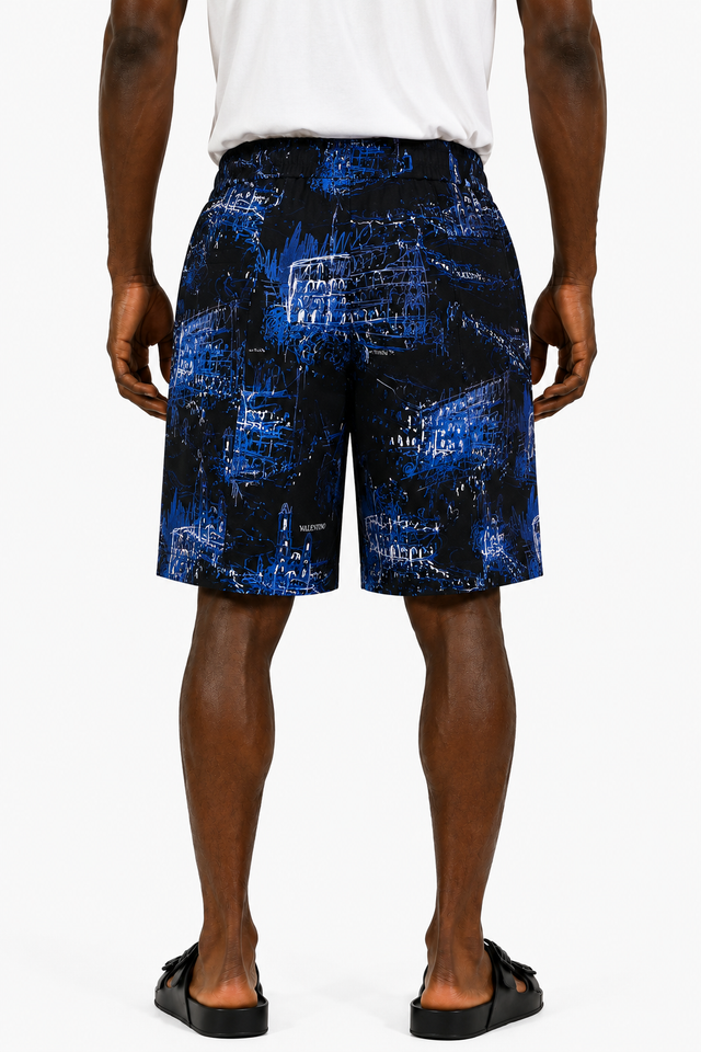 Valentino Graphic Cityscape Print Shorts