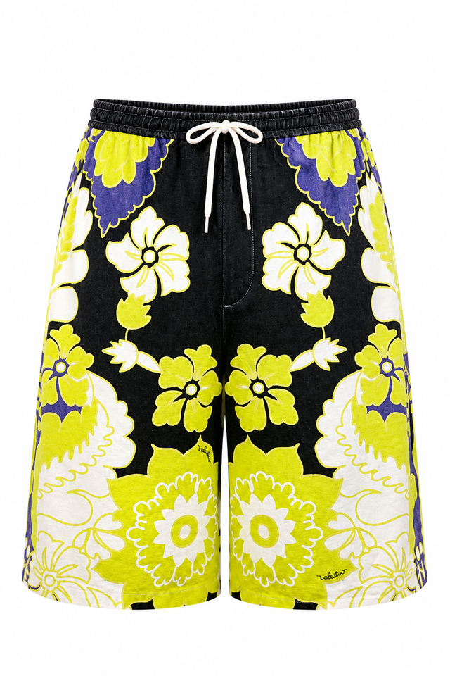 Valentino Floral Print Swim Shorts in Black Multi